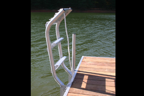 aluminum dock mounted dog ladder folds up